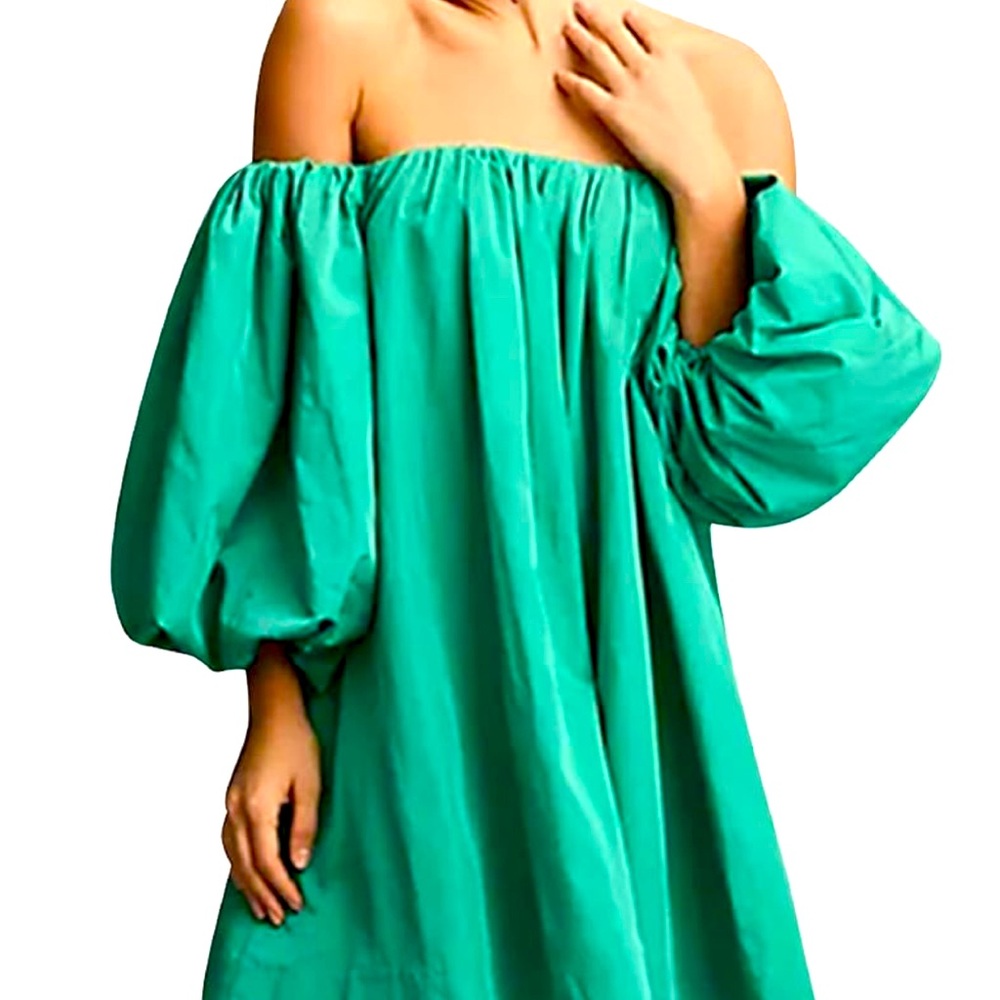 Anthropologie Mare Mare Mini Dress Off-Shoulder Green 2xl